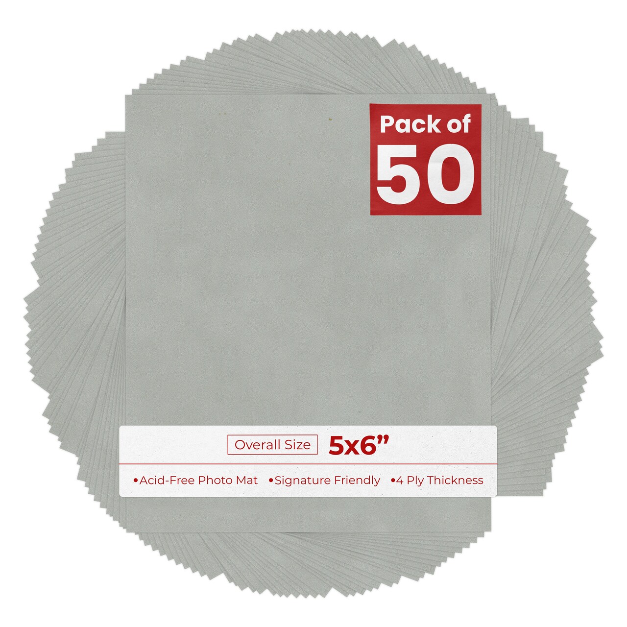 Light Grey Suede 5x6 Inch Uncut Mat Board - Blank Sheets, No Opening
